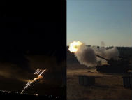 Rocket fire from Gaza and IDF artillery (photo credit: IDF)