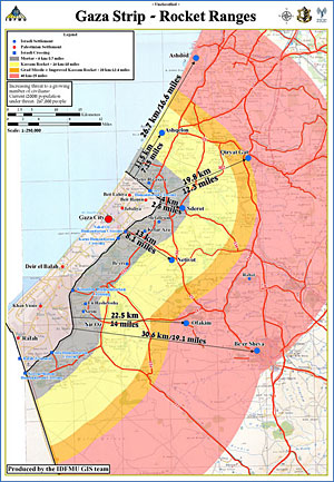 Gaza Strip Rocket Ranges