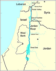 The Jordan River runs along the border between Israel and the Kingdom of Jordan