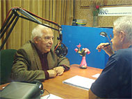 Menashe Amir and David Essing at IsraCast Studios