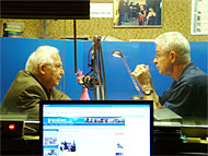 Menashe Amir and David Essing at IsraCast Studios