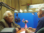 Menashe Amir and David Essing at IsraCast Studios