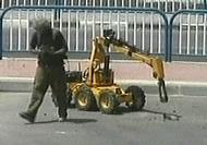 IDF robot neutralizing Palestinian Rocket