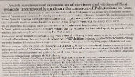 Open letter published in NYT, signed by 40 Holocaust survivors.