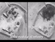 Aerial footage of Jeribe modular oil refinery, an ISIL target taken out by US airstrikes