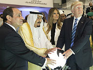 U.S. President Donald Trump, King Salman of Saudi Arabia, and Egyptian President Abd El-Fattah El-Sisi at the 2017 Riyadh Summit. The meeting is cited as one of the catalysts for the "Qatar Crisis" (Photo by The White House)