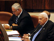 Benjamin Netanyahu (then Finance Minister) and Ariel Sharon (then Prime Minister) pictured together in 2005. (CC GPO, photo credit Moshe Milner)