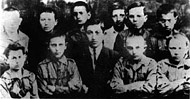 Simon Wiesenthal with a group of Boy Scouts in Buczacz, Poland. Only one of these boys survived the Holocaust