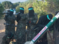 Palestinian terrorists launching Qassam rockets