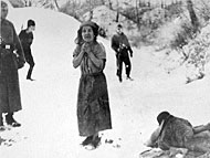 A woman about to be executed in the Belzec concentration camp