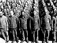 Jews from Amsterdam and Rotterdam in the Netherlands stand for roll call in the Buchenwald concentration camp soon after their arrival on February 28, 1941