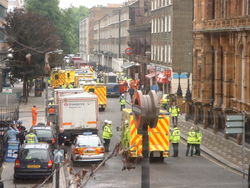 Ambulances at Russell Square following the London bombings, July 2005
