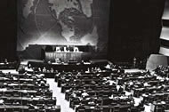 Session of U.N. New York, proclaim establishment of the State of Israel