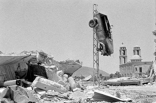 Destruction in the al-Qunaytra village in the Golan Heights, after the Israeli withdrawal in 1974