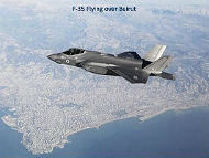 A photograph of an Israeli F-35 stealth fighter jet flying over the Lebanese capital of Beirut. (Screen capture)