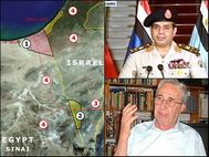 Clockwise: Map of Gaza expansion plan, President al Sisi, Prof. Ben-Arieh