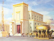 Artist's interpretation of the First Temple in Jerusalem built by Kind Solomon in approximately 832 BCE (Photo courtesy of Israel Truths - CC BY 4.0)