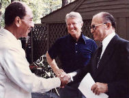 Israeli prime minister Begin with Egyptian president Sadat and U.S. president Carter at Camp David in 1978.