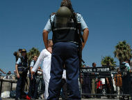 Israeli police barrier in Jerusalem (photo credit: wikimedia commons)