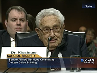 Dr. Henry Kissinger speaking to the Senate (photo credit: C-Span)