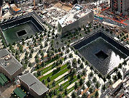 The 9/11 Memorial taken from the World Financial Center (photo credit: Wikipedia Creative Commons)