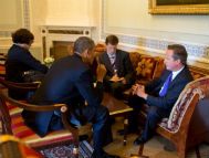 Obama meets with Cameron during the G20 Summit in Russia. (Official White House Photo by Pete Souza)