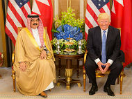 President Donald Trump meets with King Hamed bin Issa of Bahrain during their bilateral meeting, Sunday, May 21, 2017, at the Ritz-Carlton Hotel in Riyadh, Saudi Arabia. (Official White House Photo by Shealah Craighead)