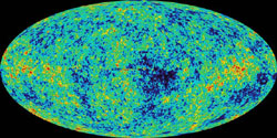 The first detailed, all-sky picture of the infant universe. The WMAP image reveals 13 billion year old temperature fluctuations. (Image: NASA)