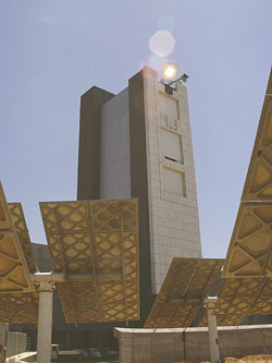 The largest computerized mirrors array in the world, located in the Israeli Weitzman Institute. The array is capable of concentrating the sun energy to the desired location, achieving extremely high temperatures.