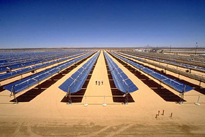 Engineers working at the SEGS facility in the Mojave Desert