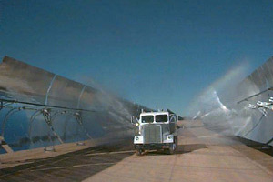 SEGS mirrors during cleaning from the desert sand and dust