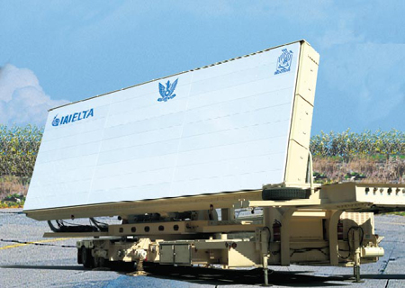 The Green Pine radar system recently acquired by India, capable of locating threats 500 km away.