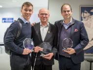 Eli Beer, right, of United Hatzalah of Israel with the other CER innovation award winners in Helsinki. Photo by Eli Itkin/Committee of European Rabbis